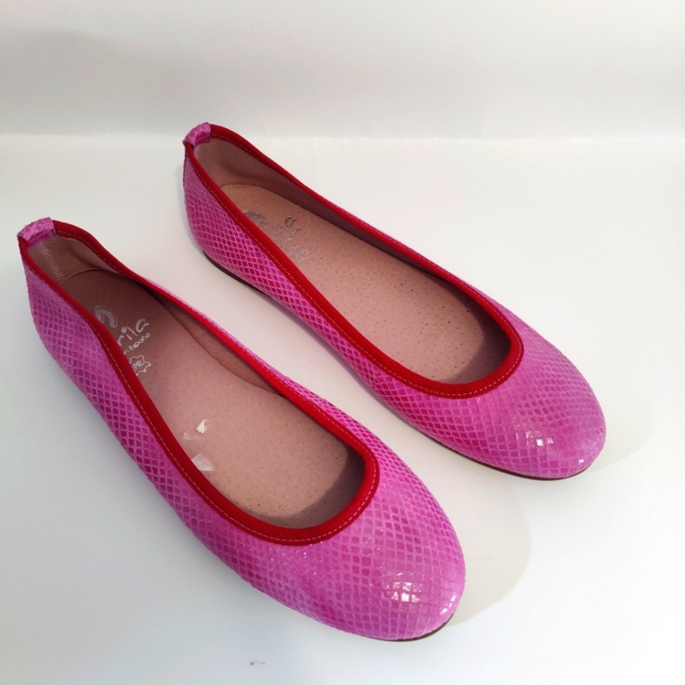MARILA FUCHSIA Snake Leather Ballerinas